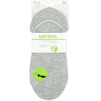 Apollo no-show sokken Basic Terry Bamboe  Grey 3-pack