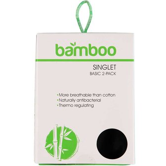 LADIES BASIC SINGLET BAMBOO 2-PACK ZWART