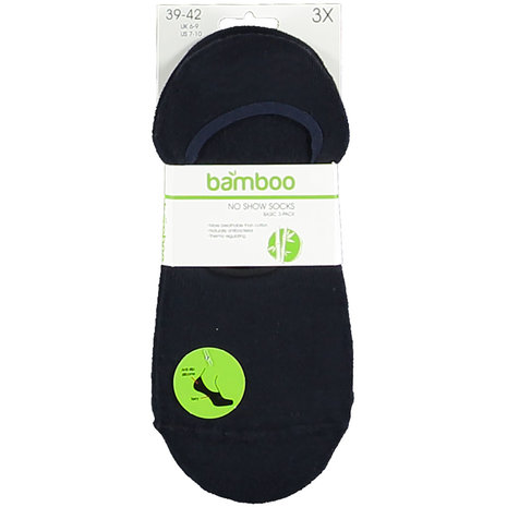 Apollo no-show sokken Basic Terry bamboe zwart 3-pack