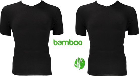 Bamboo T-shirts men basic 2 pak black v-neck