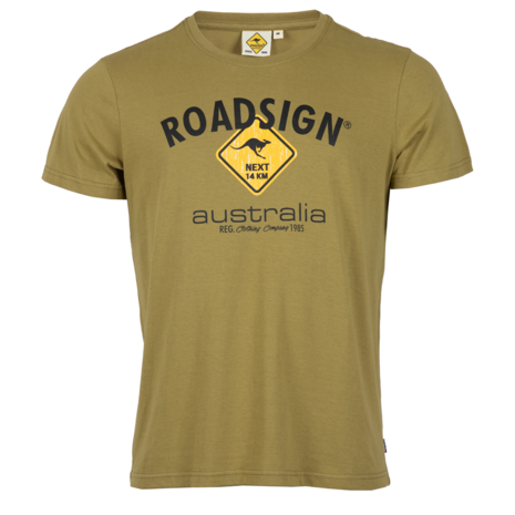 Roadsign Australia -Heren -t-shirt -kleur OLIJF GROEN (LogoPrint)